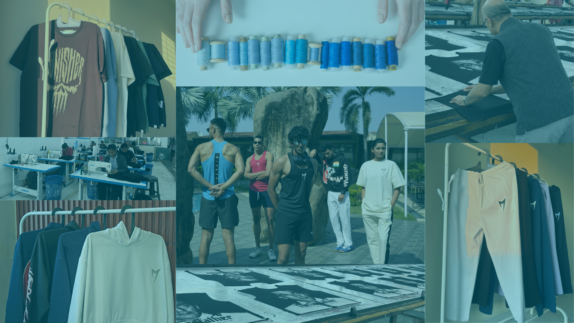 “Custom garment manufacturing process at Balaji Aptex, showcasing production, ready garments, and owner involvement.”